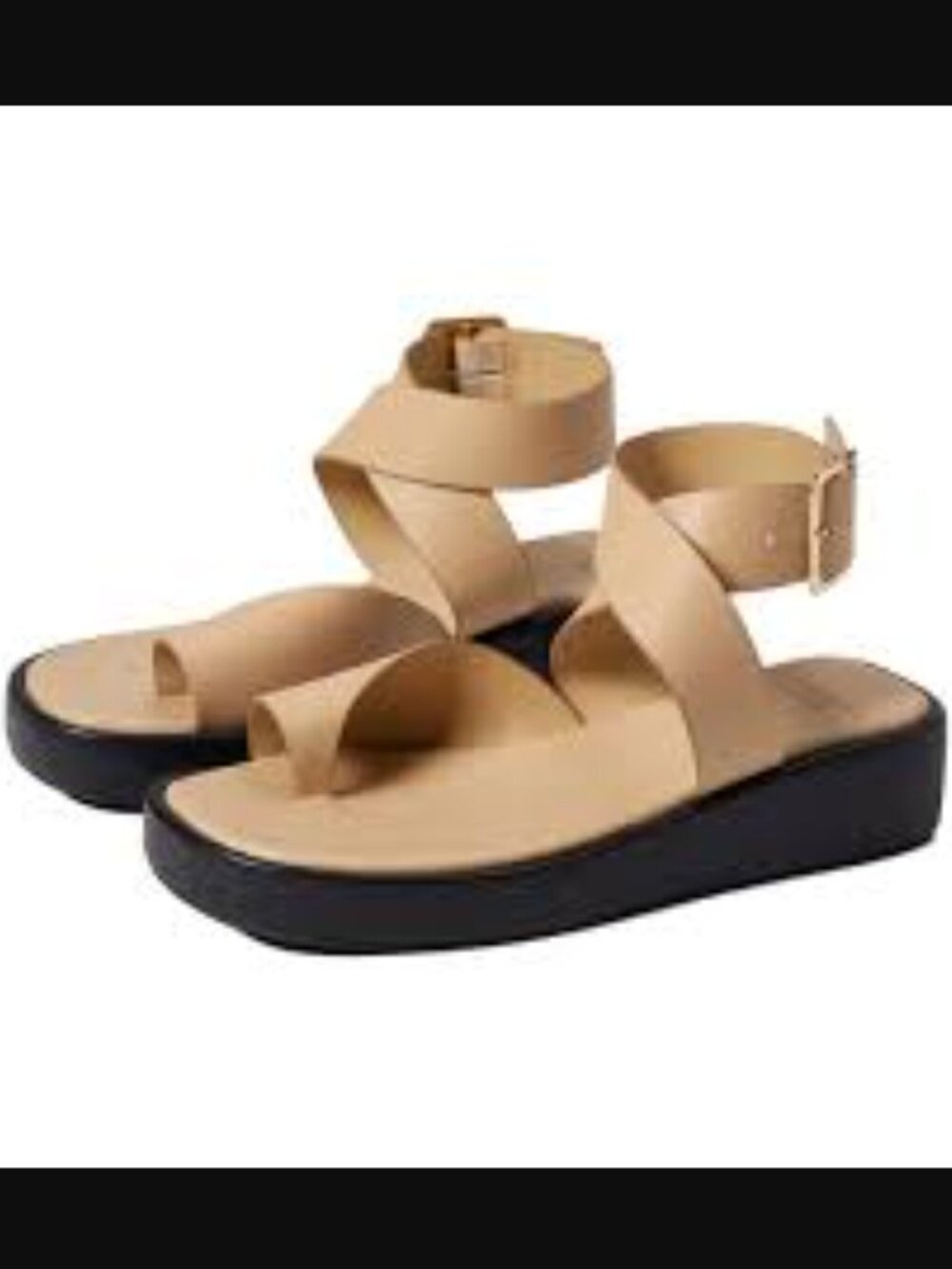 Abercrombie & Fitch Nude Platform Toe-Loop Alana Sandals Open-Toe Ankle Wrap